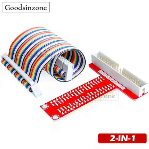 Raspberry Pi 5 GPIO Breakout Expansion Board Kit - 40-Pin T-Type Adapter + 20cm 40pin Ribbon Cable f