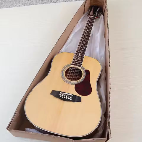 12 String Electric Acoustic Guitar 41 Inch Laminated Spruce Wood Natural Color with EQ High Glossy F