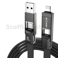 BlitzWolf® BW-HDC7 4-in-1 Fast Charging Cable PD240W 1.2M USB-C Data Cable Nylon Braided Extended Ca