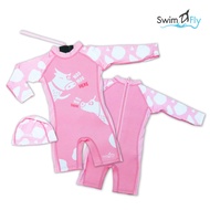 SwimFly ชุดว่ายน้ำรักษาอุณหภูมิ แบบแขนยาว+ หมวกว่ายน้ำ รุ่น Spirit Cow design