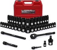 Mayouko 41PCS 1/2" Drive Impact Socket Wrench Set, Deep & Shallow Metric Socket Set 8-32mm, 72 Tooth