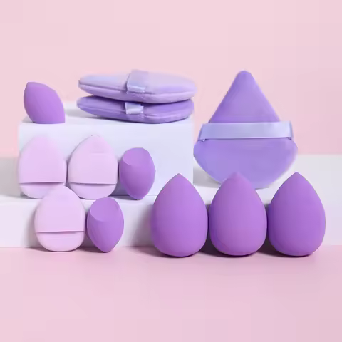 12-Piece All-Purpose Makeup Sponge Set, Made of 3 Loose Powder Puffs, 3 Mini Air Cushion Puffs, 3 Be