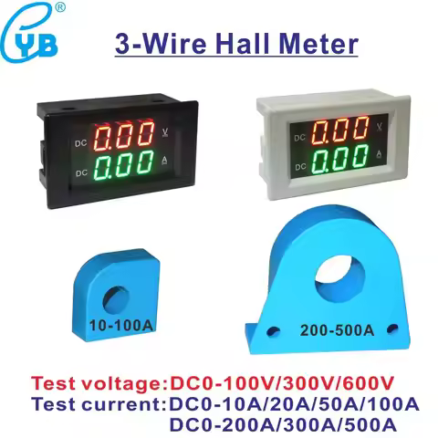 YB4835HVA Digital Voltmeter Ammeter DC 100V 300V 600V Panel Amp Volt Hall Voltage Current Meter DC 0