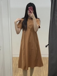 Summer Womens Silk Cotton A-e Dress with Short Sleeve Pocket for Casual and Loose Style SY458 Uniqlo