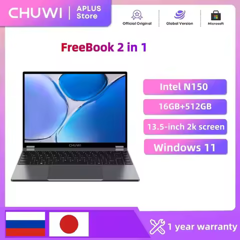 CHUWI FreeBook 2-in-1 Laptop 13.5'' Intel N150 16GB LPDDR5 RAM 512GB SSD FHD 2520x1680 WiFi 6 BT5.2 