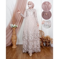 MALAYSIA GAMIS BRUKAT  TILLE BERTINGKAT / DRESS KONDANGAN / GAMIS TILLE FULL BRUKAT / GAMIS BUSUI / 