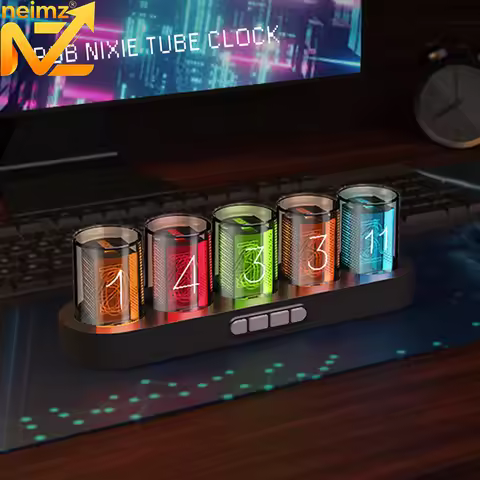 Digital Nixie Tube Clock with RGB LED Glows for Game Room Desktop Decoration. Luxury Box Packing for