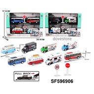 Children's Toys Collection Display Miniature Diecast Car Bus Bus Set of 4 Wheels Pull Back Metal Car