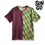 ROWEAR Haori Kimono Giyu Premium Unisex Fullprint T-Shirt - Geometric Check Pattern T-Shirt | KS-SG1