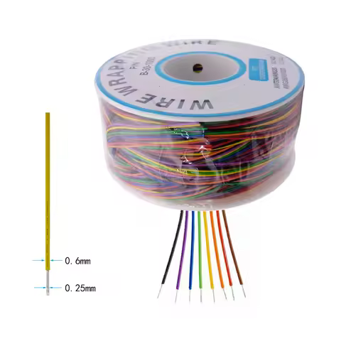 250M 30AWG Wire Cable 8 Color PCB Solder Fly Cable 0.55mm Breadboard Jumper Colored Insulation Wrap 