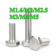 304 Stainless Steel Hexagon Head Bolt Full Thread External Hexagon Screw Bolt Extension Bolt M1.6/M2