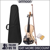 [ammoon]4/4 Acoustic Violin Basswood Topboard Side Back Board Maple Scroll with Carry Case Bow Rosin