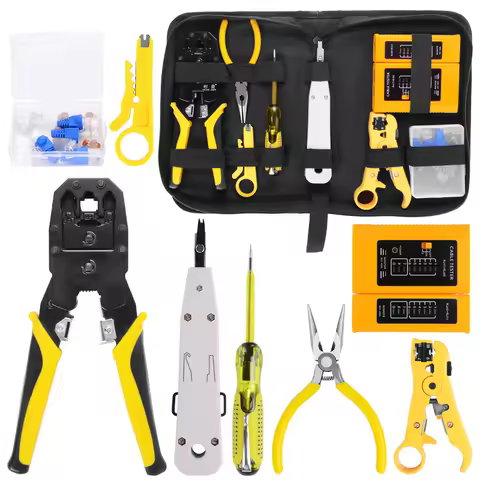 Network Cable Tester Tool LAN Screwdriver Wire Stripper RJ45 RJ11 RJ12 Connector Computer Network Cr