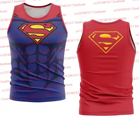 2026 New Superhero T-Shirt American Basketball Vest Batman T-Shirt Superman Sport Breathable Comfort