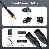 CRAFTMX Dual 3pin XLR Male to 1/8in TRS, Flexible 0.5m / 1.64ft Stereo Y Splitter Cable, Convenient 