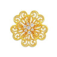 BH5168 Filigree Camellia Flower Brooch Gold Plated