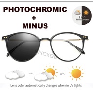 MATA Korean Photochromic Minus Glasses -1,-2,-3,-4,-5 -6 Zhijing-01 Korean Fashion Retro Anti Blue L