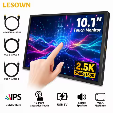 LESOWN Zero Setup Touch Sub-monitor 10.1 Inch 2.5K Dual Screen miniHDTV External Panel Plug and Play