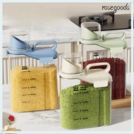 ROSEGOODS Rice Containers, Airtight Food-grade PP Cereal Storage Dispenser, Versatile with Measuring