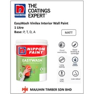 Nippon Paint Easy Wash Vinilex Interior Wall Paint / Cat Dalam Dinding Rumah 1 Litre - Base P T D A [Hardware DIY]