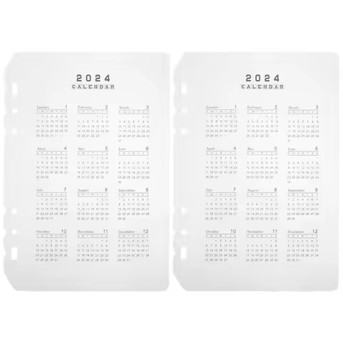 2Pcs Calendar Dividers Transparent PP Binder Dividers for Journals Notebooks Fadeless Printing Exqui