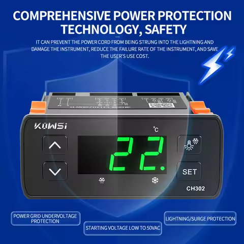 KWS-CH302 Temperature Controller LCD Display Digital Thermostat Refrigerator Defrosting Alarm Heatin