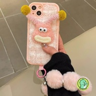 Winter Plush Phone Case With Hair Ball Bracelet For Realme 14X 13 12 12X 10S 9 Pro SE 9i 8 8S 7 Q5 Q