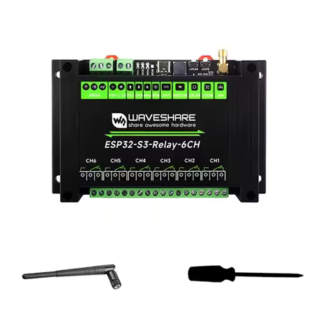 Waveshare ESP32-S3 6CH Wifi Relay Module Industrial Grade Black Supports Wifi/Bluetooth/RS485/Pico I