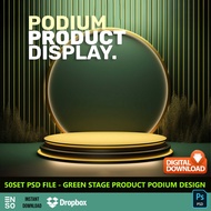 50-Set PSD GREEN 3D Stage Podium Display Template File | PHOTOSHOP Editable Design Template (SW884)