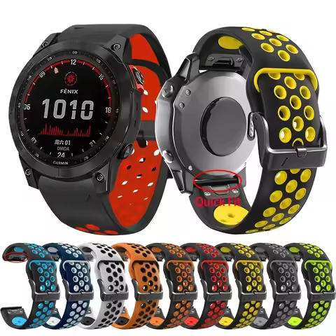 26 22mm Silicone Quick Release Watchband For Garmin Fenix 7 7X 6 6X Pro 5X 5 Plus 3 HR Epix Watch Ea