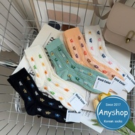 Anyshop Korean Socks Straight Embossed Small Flower Mid-Tube Women's Stockings 15202