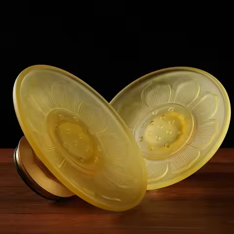 Hot Copper Colored Glass Fruit Plate Fruit Tray Buddha Worship Glass Lotus Fruit Tribute Plate Plate