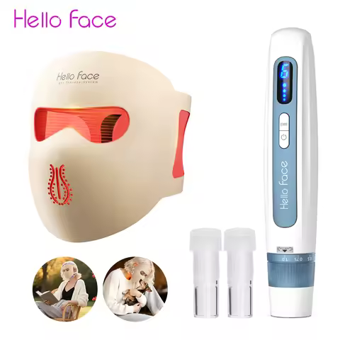 Hello Face H5 Derma Pen With Hello Face M300 Mask Kits 2 in 1 Microcurrent Microneedling pen 0.25 mm