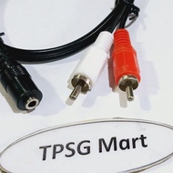 3.5mm speaker cable to 2 AV, 45Cm long / Standard 3.5mm female to 2 male AV (3.5mm - 3 poles)