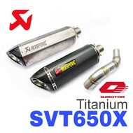 Akrapovic Exhaust QJMotor SVT650X Slip On Muffler TITANIUM + Stainless Steel Link Pipe Accessories M