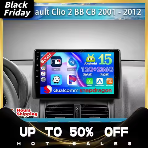 Android 15 Car Radio For Renault Clio 2 BB CB 2001 - 2012 4G LTE GPS Navigation 5G WIFI Stereo Wirel