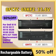 Grade A 8FCTC 56WH 69KF2 86WH 11.4V Battery for Dell G15 5510 5511 5515 5520 5530 5535 M15 G7 7500 R
