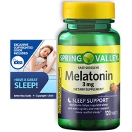 Melatonin Fast Dissolve Tablets, Sleep Support by Spring Valley, 3 mg, 120 Ct (1 Pack) + “Have a Gre