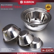 SUBRON Thick Stainless Steel Basin 14cm/ 16cm/ 18cm 20cm/ 22cm Multifunctional Fruit Vegetable Dough