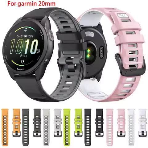 20mm Silicone Strap for Garmin Forerunner 245 245M 645 Smart Watch Band Replacement Watchband for Ga