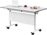 YVYKFZD Folding Conference Table, Mobile Meeting Table, Rectangular Rolling Training Table with Lock