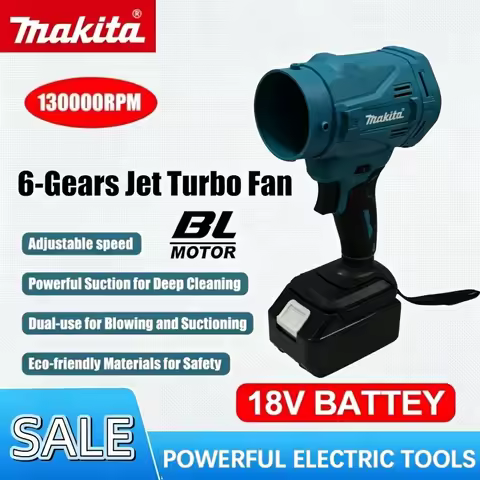 Makita 130000RPM High Speed Brushless Electric Air Blower 6-Gears Jet Turbo Fan Violent Fan Cordless