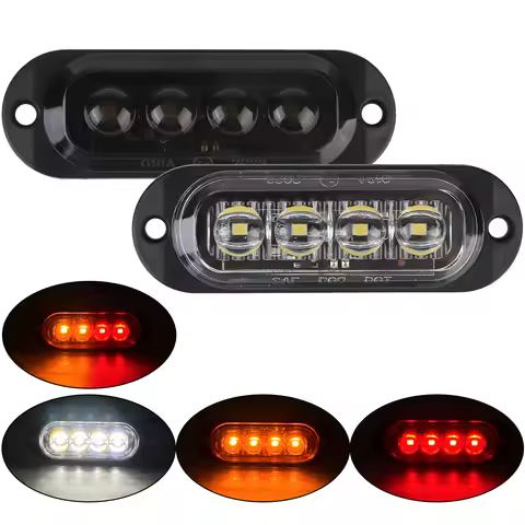 24V 12V Car DRL Side Lights 4 LED Signal Day Running Lights Indicator Waterproof Warning Truck Trail