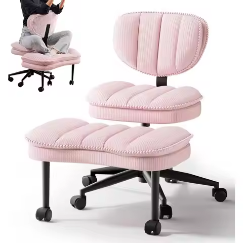 Ergonomic Cloud Desk Chair with Wheels, Adjustable Height, Meditation and Kneeling Chair, Pink