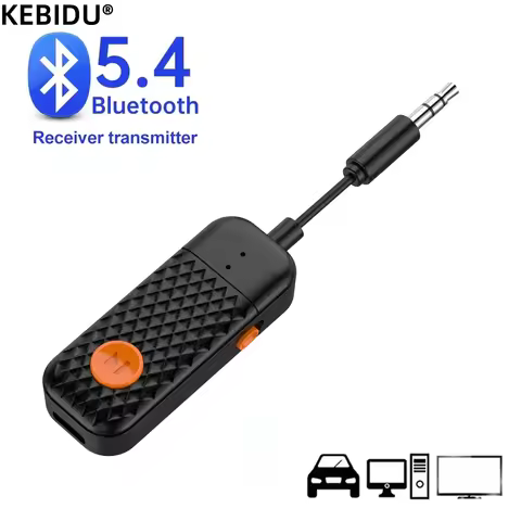 Bluetooth 5.4 Audio Transmitter Receiver 3.5MM AUX Hifi Stereo Music Wireless Adapter With Mic For C