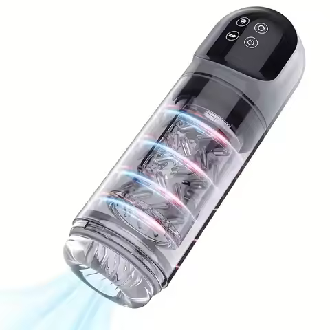 Mobile App Male Masturbator Cup 7 Modes - Strong Rotating Tongue Lick Adjustable Thrust Quiet Motor 