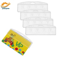 [MR] Pa Of 5 Horizontal Half Card Badge Holder For Swipe ID Cards Frosted Rigid Polycarbonate Plasti