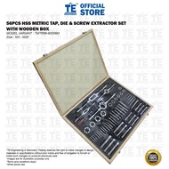 56PCS HSS METRIC TAP, DIE & SCREW EXTRACTOR SET  WITH WOODEN BOX TMTR88-80056M Size : M3 - M20
