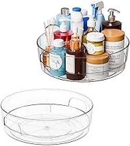 Yieach 11.5"W Clear Acrylic Lazy Susan Turntable for Refrigerator,Cabinet - With Handle - 2 Pack Lar