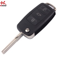 3 Button VW Flip Key Shell Case, Replacement ABS Plastic for Volkswagen Golf Polo Jetta B5 Bora